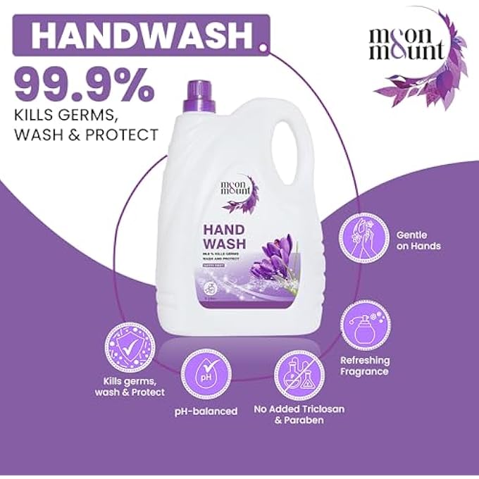 Moon & Mount HAND WASH PROTECTION FROM GERMS, HAND WASH LIQUIDS 5 LITER LIQUID HANDWASH FOR EVERYDAY USE (LAVENDER) - Image 4